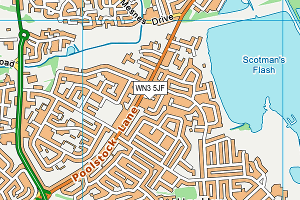 WN3 5JF map - OS VectorMap District (Ordnance Survey)