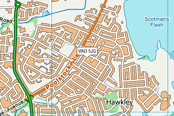 WN3 5JG map - OS VectorMap District (Ordnance Survey)
