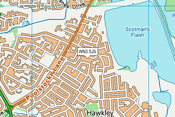 WN3 5JS map - OS VectorMap District (Ordnance Survey)