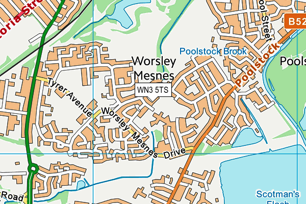 WN3 5TS map - OS VectorMap District (Ordnance Survey)