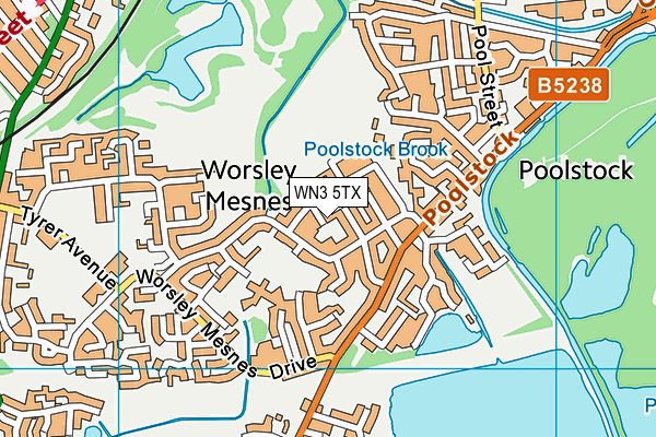 WN3 5TX map - OS VectorMap District (Ordnance Survey)