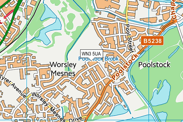WN3 5UA map - OS VectorMap District (Ordnance Survey)