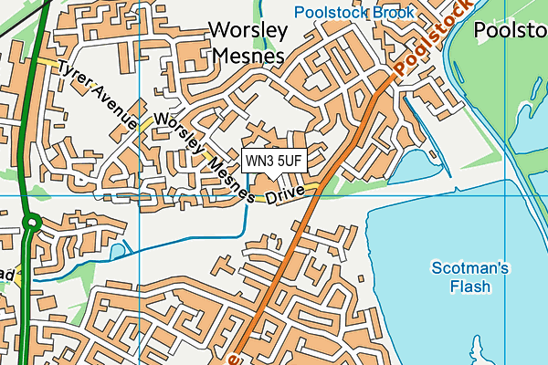 WN3 5UF map - OS VectorMap District (Ordnance Survey)