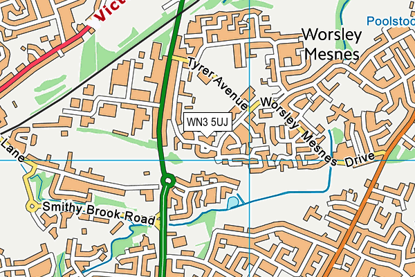 WN3 5UJ map - OS VectorMap District (Ordnance Survey)
