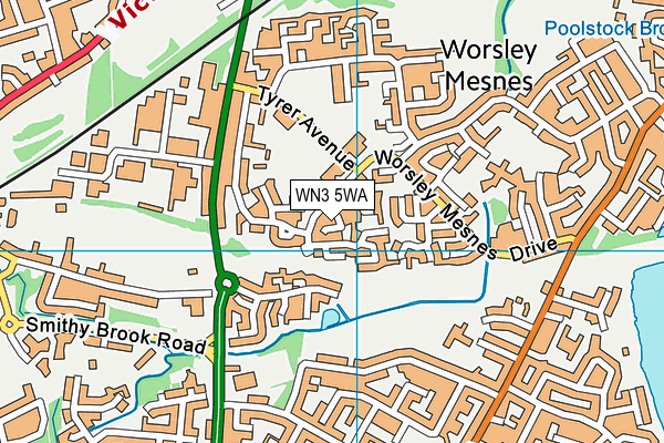 WN3 5WA map - OS VectorMap District (Ordnance Survey)