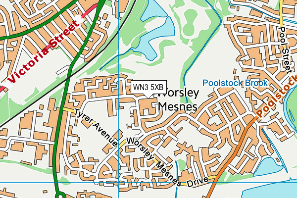 WN3 5XB map - OS VectorMap District (Ordnance Survey)