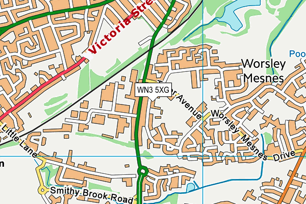 WN3 5XG map - OS VectorMap District (Ordnance Survey)