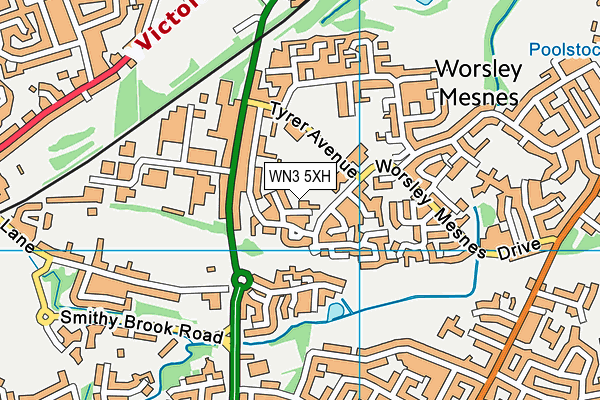 WN3 5XH map - OS VectorMap District (Ordnance Survey)