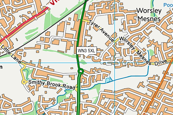 WN3 5XL map - OS VectorMap District (Ordnance Survey)