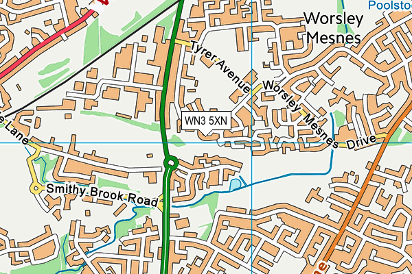 WN3 5XN map - OS VectorMap District (Ordnance Survey)
