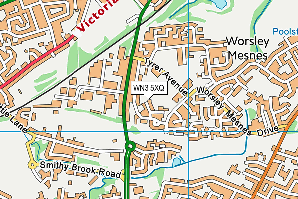 WN3 5XQ map - OS VectorMap District (Ordnance Survey)