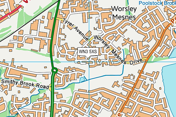 WN3 5XS map - OS VectorMap District (Ordnance Survey)