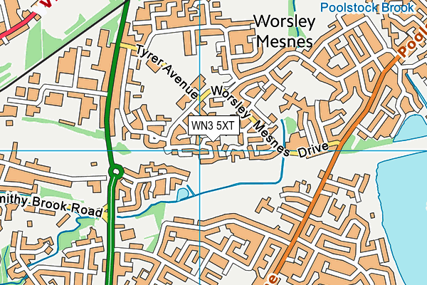 WN3 5XT map - OS VectorMap District (Ordnance Survey)