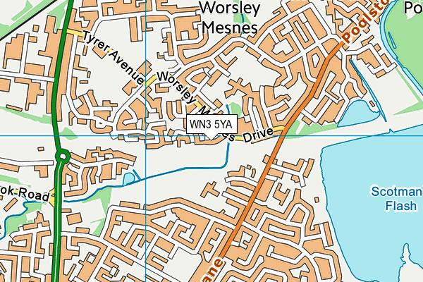 WN3 5YA map - OS VectorMap District (Ordnance Survey)