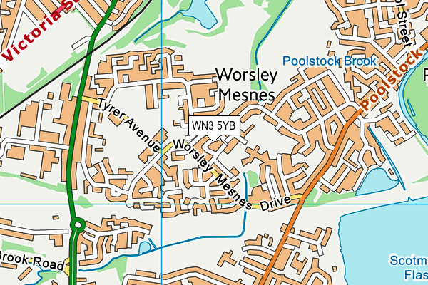 WN3 5YB map - OS VectorMap District (Ordnance Survey)