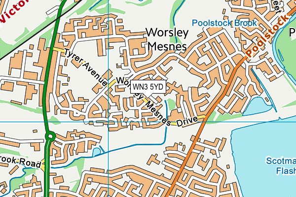 WN3 5YD map - OS VectorMap District (Ordnance Survey)