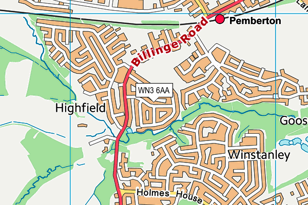 WN3 6AA map - OS VectorMap District (Ordnance Survey)