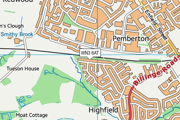 WN3 6AT map - OS VectorMap District (Ordnance Survey)