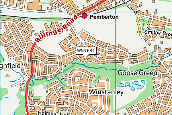 WN3 6BT map - OS VectorMap District (Ordnance Survey)