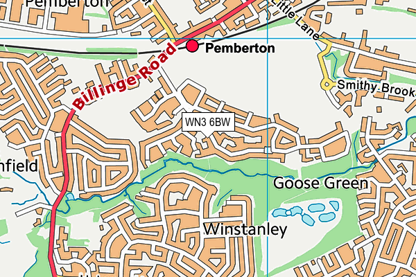 WN3 6BW map - OS VectorMap District (Ordnance Survey)