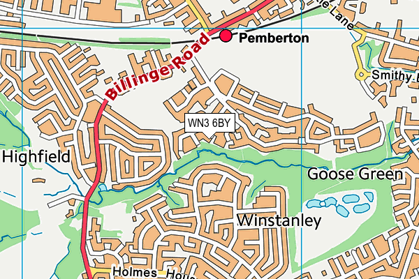 WN3 6BY map - OS VectorMap District (Ordnance Survey)