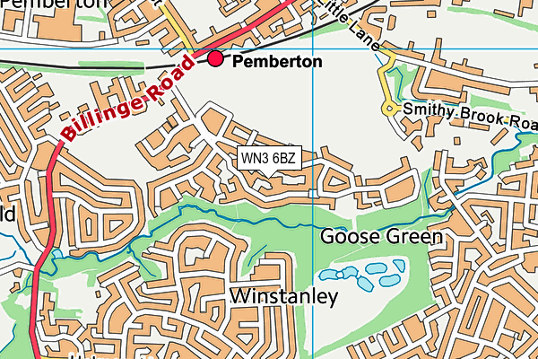 WN3 6BZ map - OS VectorMap District (Ordnance Survey)