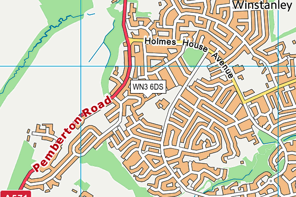 WN3 6DS map - OS VectorMap District (Ordnance Survey)