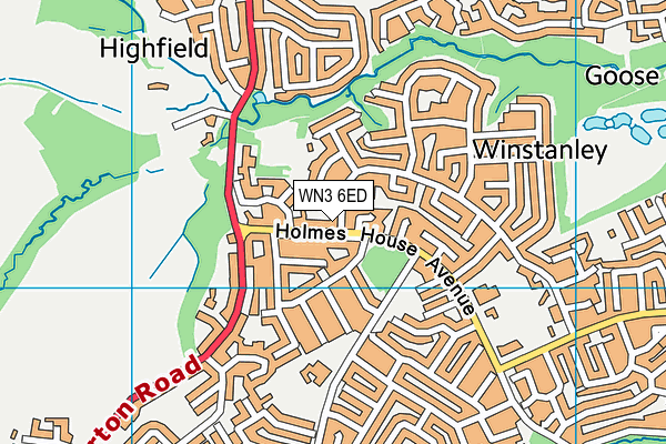 WN3 6ED map - OS VectorMap District (Ordnance Survey)