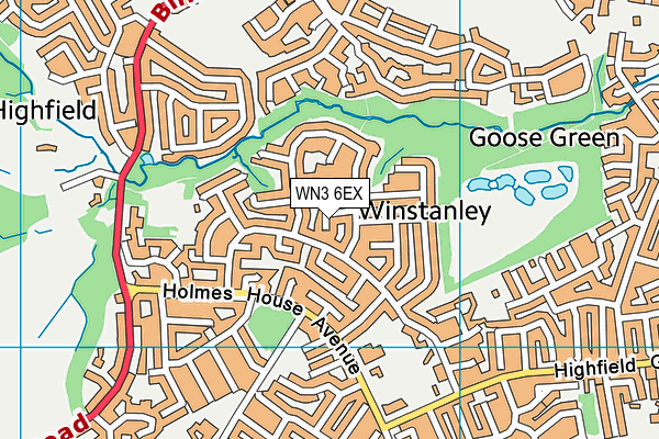 WN3 6EX map - OS VectorMap District (Ordnance Survey)