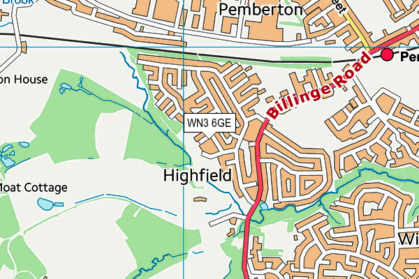 WN3 6GE map - OS VectorMap District (Ordnance Survey)