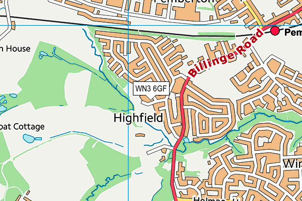 WN3 6GF map - OS VectorMap District (Ordnance Survey)