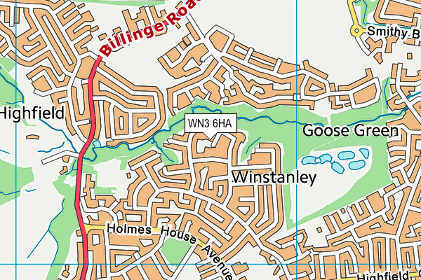 WN3 6HA map - OS VectorMap District (Ordnance Survey)