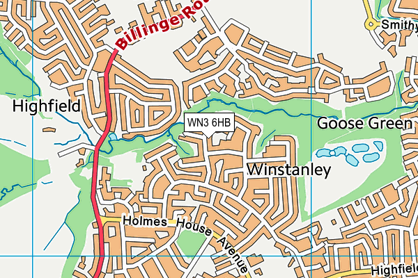 WN3 6HB map - OS VectorMap District (Ordnance Survey)