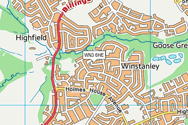 WN3 6HE map - OS VectorMap District (Ordnance Survey)