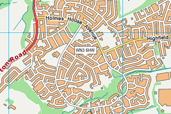 WN3 6HW map - OS VectorMap District (Ordnance Survey)