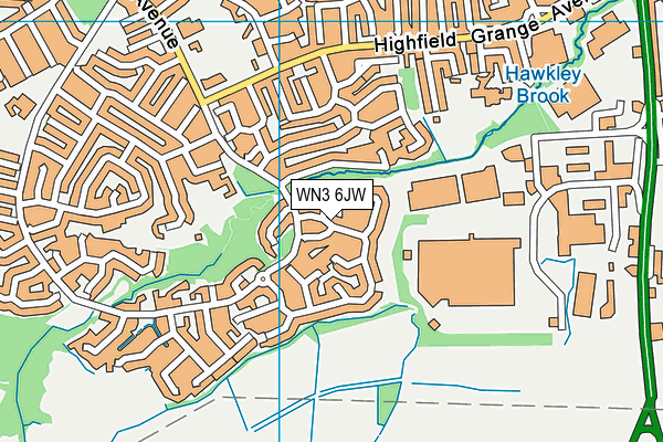 WN3 6JW map - OS VectorMap District (Ordnance Survey)