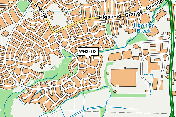 WN3 6JX map - OS VectorMap District (Ordnance Survey)