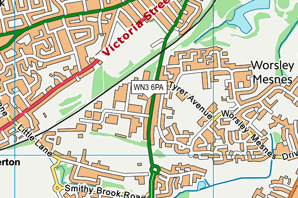 WN3 6PA map - OS VectorMap District (Ordnance Survey)