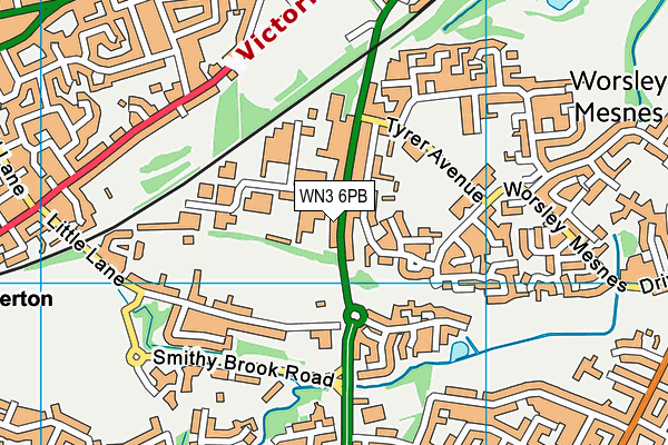 WN3 6PB map - OS VectorMap District (Ordnance Survey)