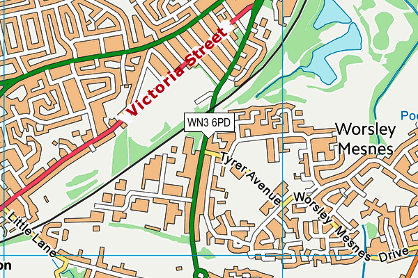 WN3 6PD map - OS VectorMap District (Ordnance Survey)