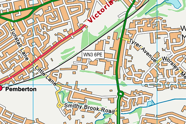 WN3 6PE map - OS VectorMap District (Ordnance Survey)