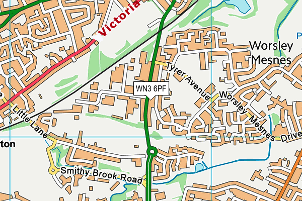 WN3 6PF map - OS VectorMap District (Ordnance Survey)