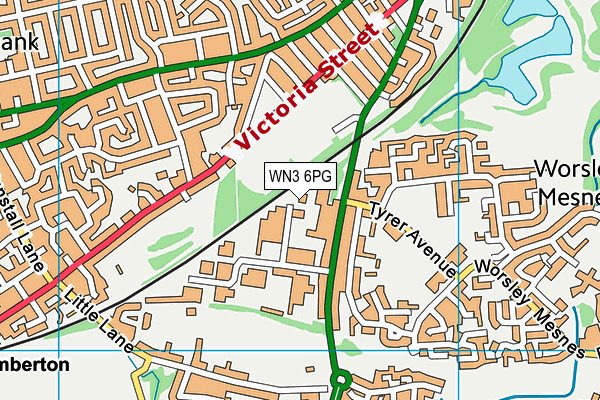 WN3 6PG map - OS VectorMap District (Ordnance Survey)