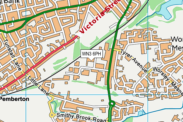 WN3 6PH map - OS VectorMap District (Ordnance Survey)