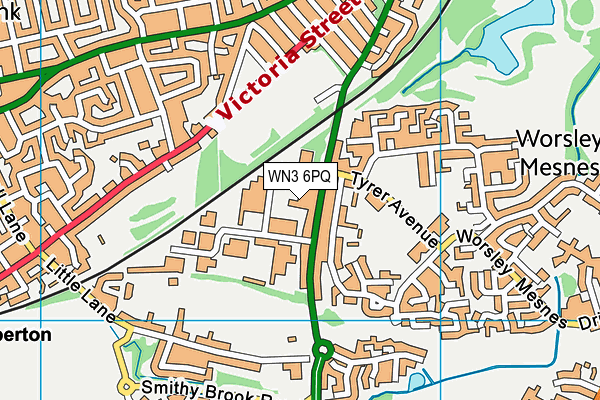 WN3 6PQ map - OS VectorMap District (Ordnance Survey)