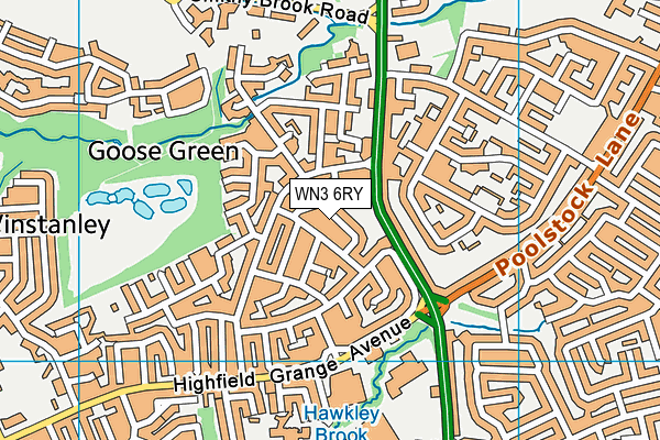 WN3 6RY map - OS VectorMap District (Ordnance Survey)