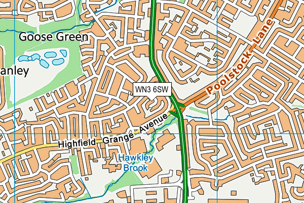 WN3 6SW map - OS VectorMap District (Ordnance Survey)