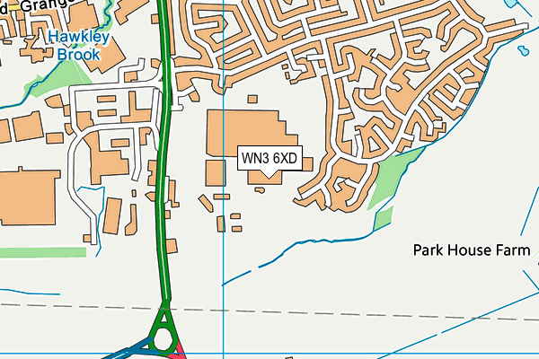 WN3 6XD map - OS VectorMap District (Ordnance Survey)