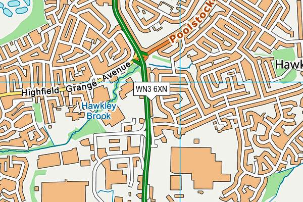 WN3 6XN map - OS VectorMap District (Ordnance Survey)