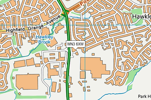 WN3 6XW map - OS VectorMap District (Ordnance Survey)